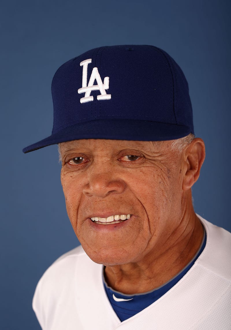 Maury Wills #30 of the Los Angeles Dodgers poses for a portrait during spring training photo day at Camelback Ranch on February 17, 2013 in Glendale, Arizona.