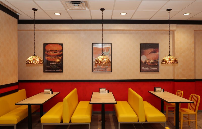 A view of the 1980s McDonald’s restaurant decor at the McDonald's/Marvel Studios' "Loki" Season 2 event on Aug. 30, 2023