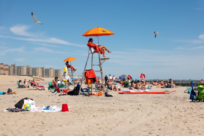 Lifeguards keep watch at Rockaway Beach in Queens on Aug. 31, 2023