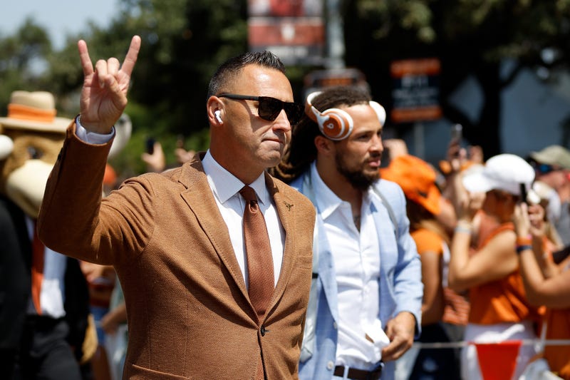 Head coach Steve Sarkisian of the Texas Longhorns arrives prior to the game against the Rice Owls at Darrell K Royal-Texas Memorial Stadium on Sept. 2, 2023, in Austin, Texas.