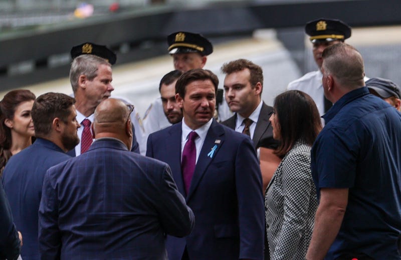 Florida Gov. and GOP presidential candidate Ron DeSantis attends the 22nd anniversary ceremony of the Sept. 11 attacks in Lower Manhattan