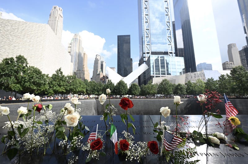 Family members of 9 /11 victims and people tribute their loved ones on the 22nd anniversary of September 11 attacks at the 9/11 Memorial & Museum in New York City, United States on September 11, 2023. 