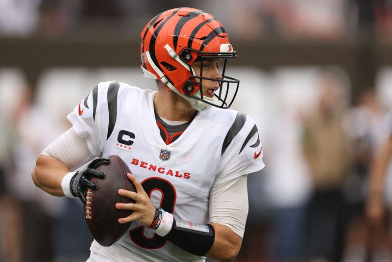 Joe Burrow #9 of the Cincinnati Bengals plays against the Cleveland Browns at Cleveland Browns Stadium on September 10, 2023 in Cleveland, Ohio. (Photo by Gregory Shamus/Getty Images)