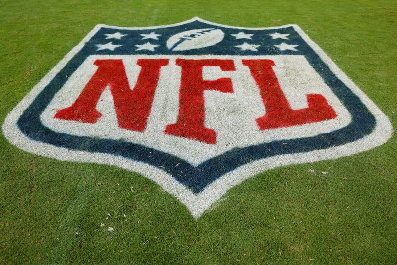 A detail of the NFL logo at Soldier Field after the game between the Chicago Bears and the Green Bay Packers on September 10, 2023 in Chicago, Illinois.