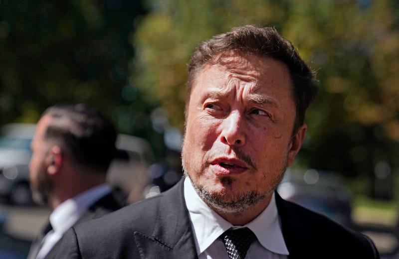 Elon Musk, CEO of Tesla and X, speaks to reporters as he leaves the “AI Insight Forum” at the Russell Senate Office Building on Capitol Hill on September 13, 2023 in Washington, DC.