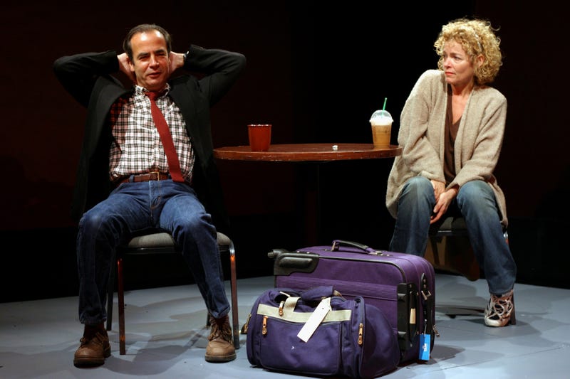 Four one-act plays, performed at the Ensemble Studio Theater on Wednesday, May 25, 2005.This image:Bruce MacVittie as Bobby and Amy Irving as Anna in Leslie Lyles's "The Great Pretenders." 
