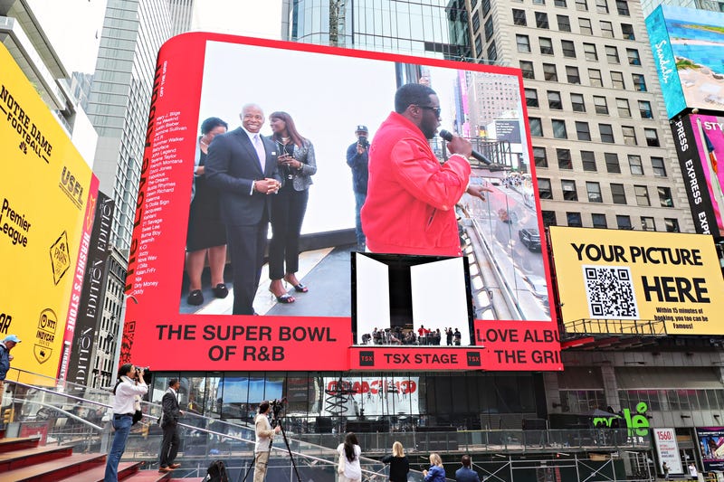 Sean "Diddy" Combs performs after being presented with the key to the city by New York Mayor Eric Adams in Times Square on September 15, 2023 in New York City.