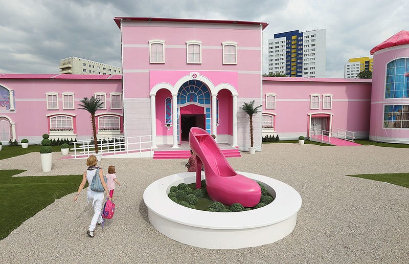 Visitors arrive at the Barbie Dreamhouse Experience on May 16, 2013 in Berlin, Germany.