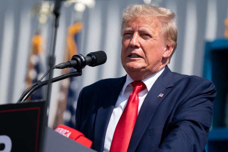 Former U.S. President Donald Trump speaks to a crowd during a campaign rally on September 25, 2023 in Summerville, South Carolina.