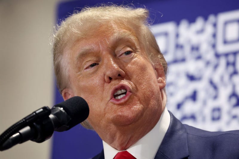 2024 Republican presidential candidate and former U.S. President Donald Trump speaks to guests during a "Commit To Caucus" rally at the Jackson County Fairgrounds on September 20, 2023 in Maquoketa, Iowa. The event is the first of two Trump has scheduled in Iowa today. (Photo by Scott Olson/Getty Images)