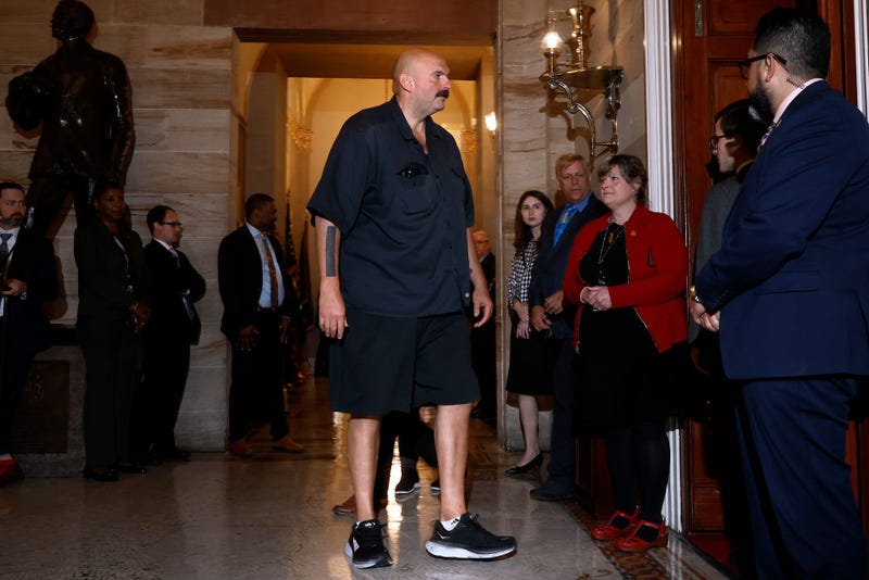 Sen. John Fetterman (D-PA) arrives at the Old Senate Chamber for a meeting between Ukrainian President Volodymyr Zelensky and a bipartisan group of senators at the U.S. Capitol on September 21, 2023 in Washington, DC. After attending the United Nations general assembly in New York earlier in the week, Zelensky is in Washington to meet with lawmakers and President Joe Biden about an additional $24 billion in military and humanitarian aid to Ukraine for the ongoing invasion by Russia. (Photo by Chip Somodevilla/Getty Images)