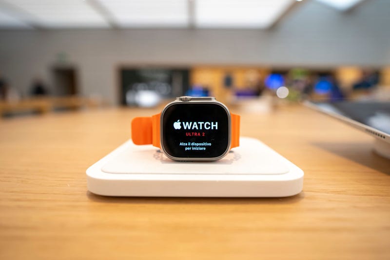 The Apple Watch Ultra 2 which forms part of Apple's first-ever carbon neutral products range on September 22, 2023 in Milan, Italy. After Apple's announcement of the iPhone 15 series on September 12, including the iPhone 15, iPhone 15 Plus, iPhone 15 Pro, and iPhone 15 Pro Max, the highly anticipated lineup is now available for in-store pickup starting today. (Photo by Ming Yeung/Getty Images)