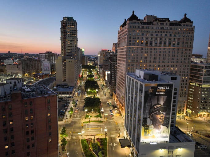 City of Detroit at sunset.
