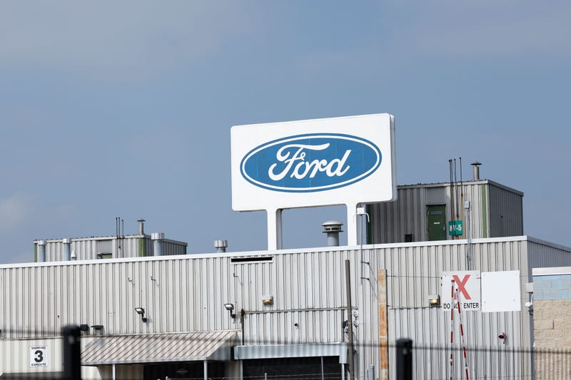 The Ford logo is seen on top of the Ford's Chicago Assembly Plant in Chicago on Sept. 29, 2023.