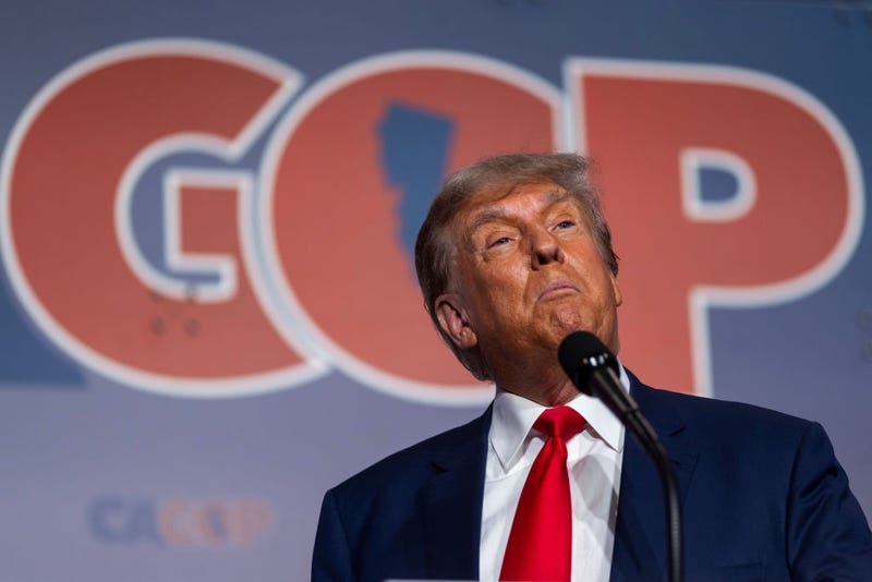 Former U.S. President Donald Trump speaks at the California GOP Fall convention on September 29, 2023 in Anaheim, California. 
