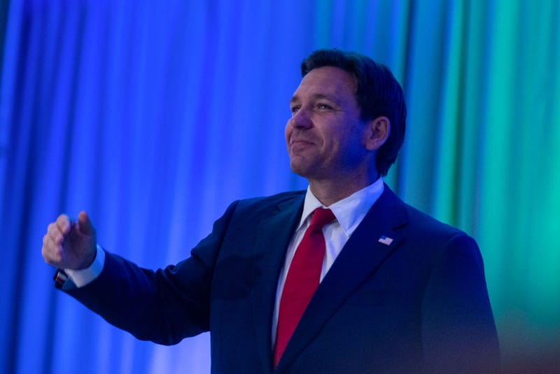 Republican presidential candidate Florida Gov. Ron DeSantis speaks at the California GOP convention on September 29, 2023 in Anaheim, California.