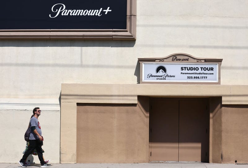  People walk outside Paramount Studios on September 25, 2023 in Los Angeles, California. 