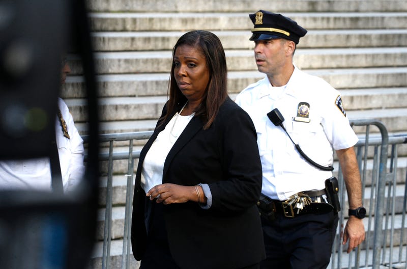 New York Attorney General Letitia James arrives at New York Supreme Court ahead of former President Donald Trump's civil business fraud trial on Oct. 2, 2023