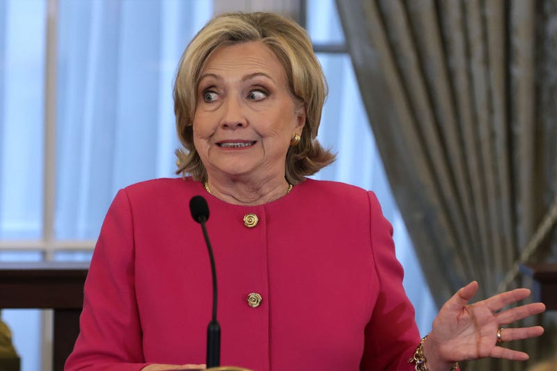 Former U.S. Secretary of State Hillary Clinton speaks during an unveiling of her portrait at the State Department on September 26, 2023 in Washington, DC. Secretary Clinton joined her predecessors to have their portraits hung at the seventh floor of the State Department. 
