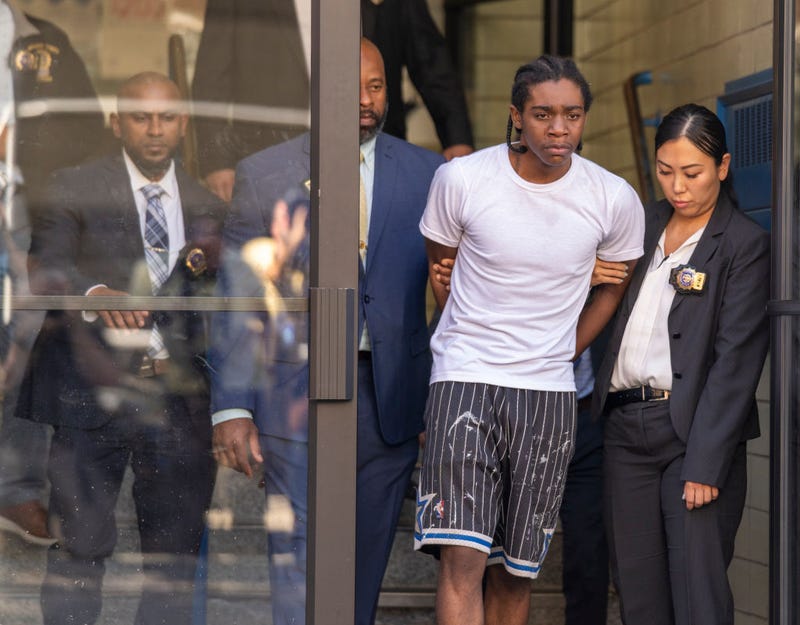 Brian Dowling, then-18, walks from the 81st Precinct on Oct. 5, 2023 after being charged in the murder of Ryan Carson.