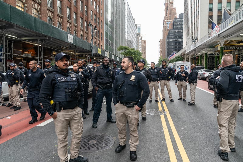 Police carefully separated both protests to prevent any clashes in Midtown Manhattan on Oct. 8, 2023
