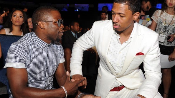 Nick Cannon jokes to Kevin Hart about not knowing how many kids he has: ‘You're gonna put me on the spot?’