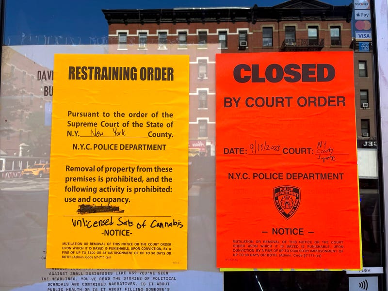 Court Restraining Order closes smoke shop for selling Cannabis illegally, New York City. 