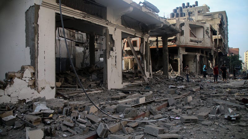 Rubble in the aftermath of bombing in Gaza