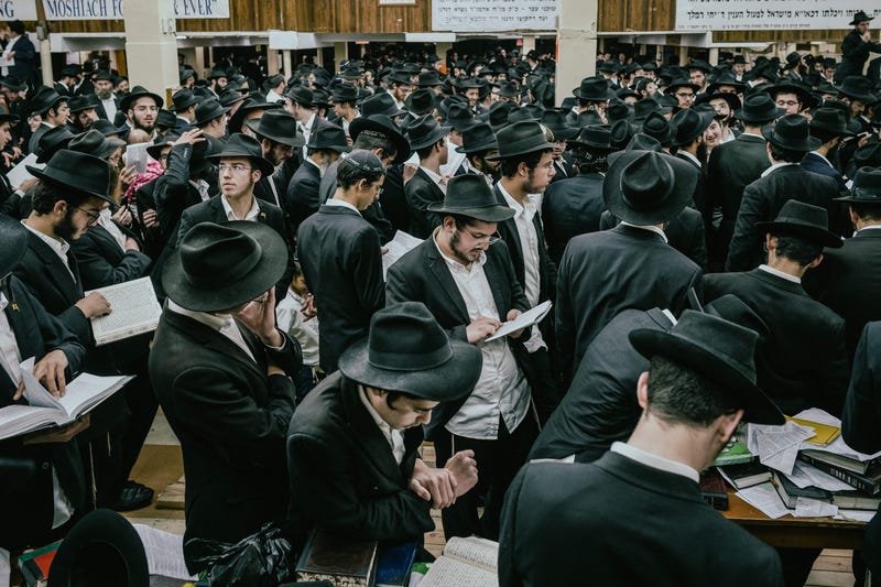 Sukkot is a week-long Jewish holiday that celebrates the fall harvest. The Chabad-Lubavitch World Headquarters is located on Eastern Parkway in the Crown Heights section of Brooklyn. People celebrate on Oct. 5, 2023.