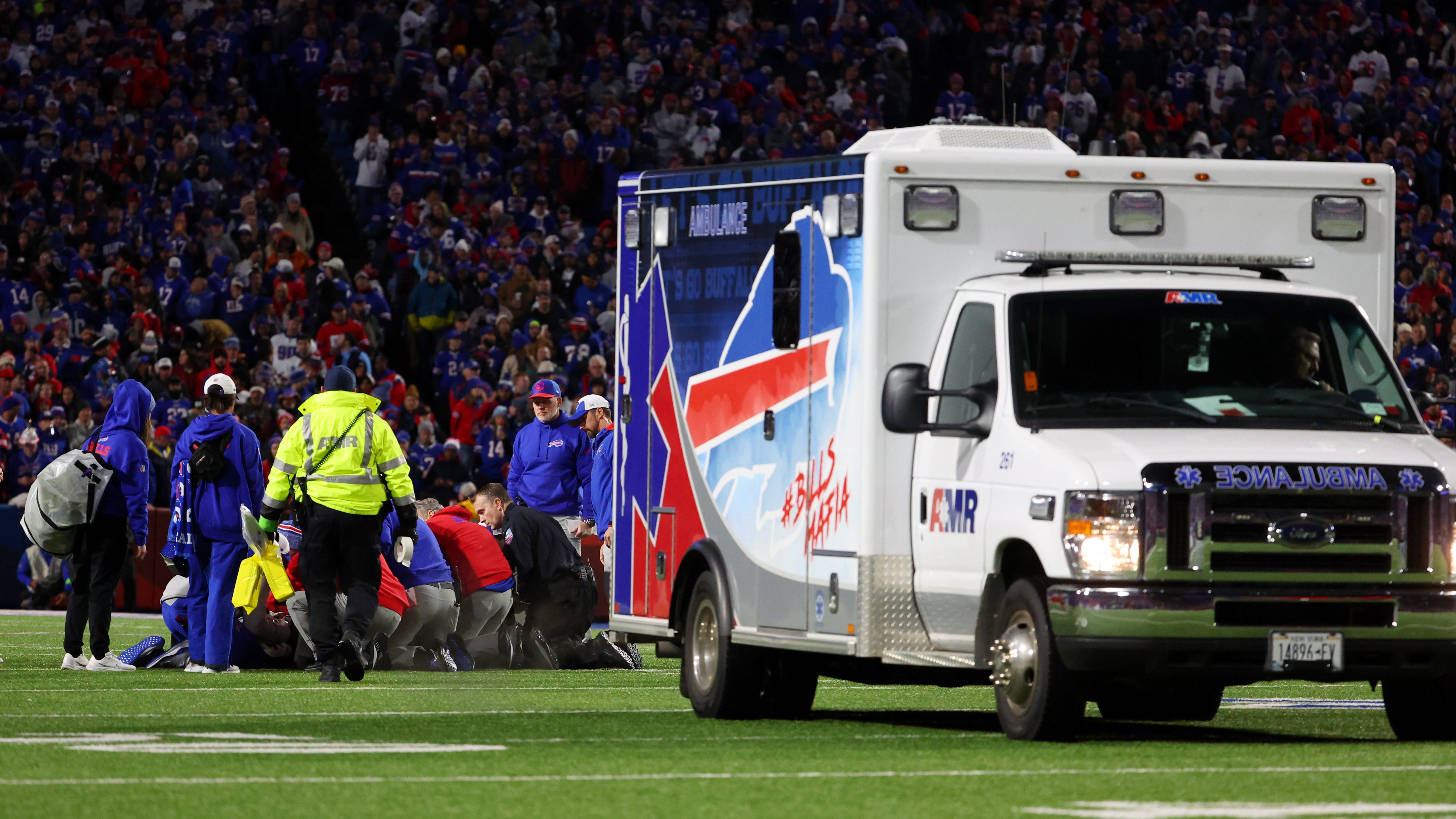 Damien Harris taken off in ambulance during second quarter on Sunday