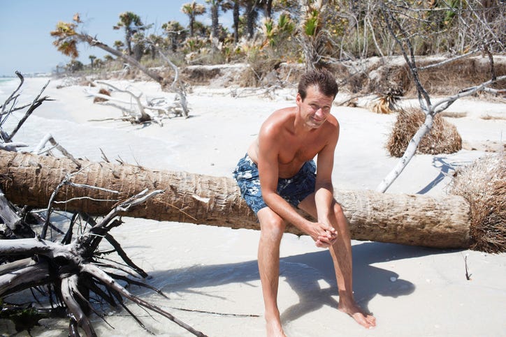 Man stranded on an island