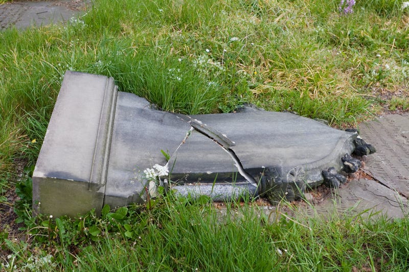 Broken gravestone