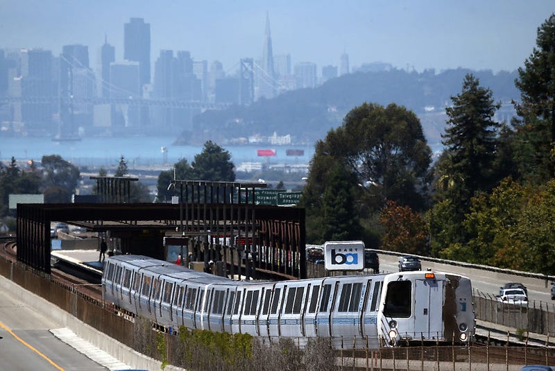 A Bay Area Rapid Transit (BART) train pulls away from the Rockridge station on August 2, 2013 in Oakland, California.