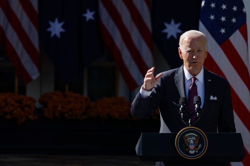 U.S. President Joe Biden (R) and Prime Minister of Australia Anthony Albanese hold a press conference the Rose Garden at the White House on October 25, 2023 in Washington, DC. 