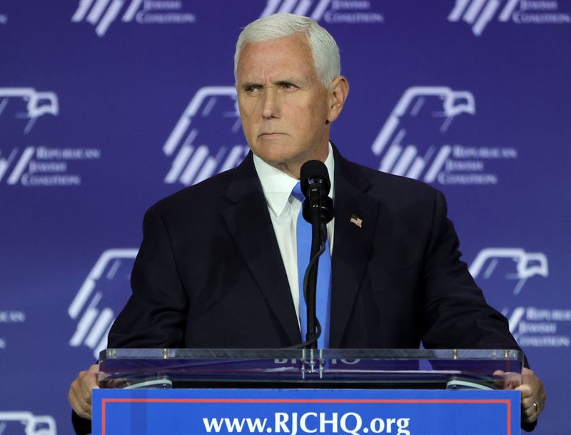 Republican presidential candidate former U.S. Vice President Mike Pence speaks after suspending his campaign for president during the Republican Jewish Coalition's Annual Leadership Summit at The Venetian Resort Las Vegas on October 28, 2023 in Las Vegas, Nevada. 