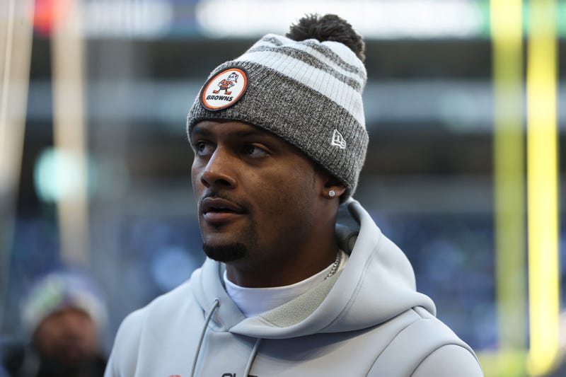Deshaun Watson #4 of the Cleveland Browns looks on prior to a game against the Seattle Seahawks at Lumen Field on October 29, 2023 in Seattle, Washington.