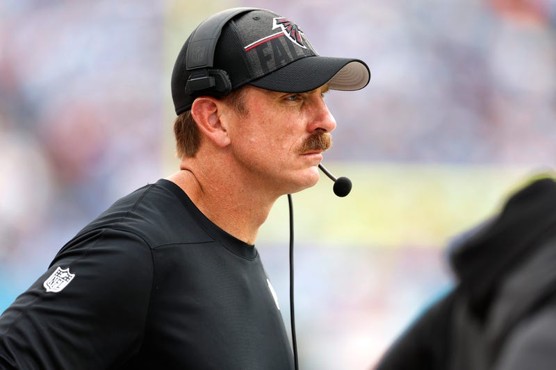 Defensive coordinator Ryan Nielsen of the Atlanta Falcons looks on during the second half of the game against the Tennessee Titans at Nissan Stadium