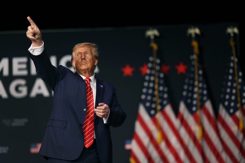Republican presidential candidate former U.S. President Donald Trump hosts a campaign event at the Orpheum Theater on October 29, 2023 in Sioux City, Iowa.