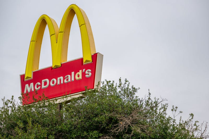 A McDonald's store sign is seen on October 30, 2023