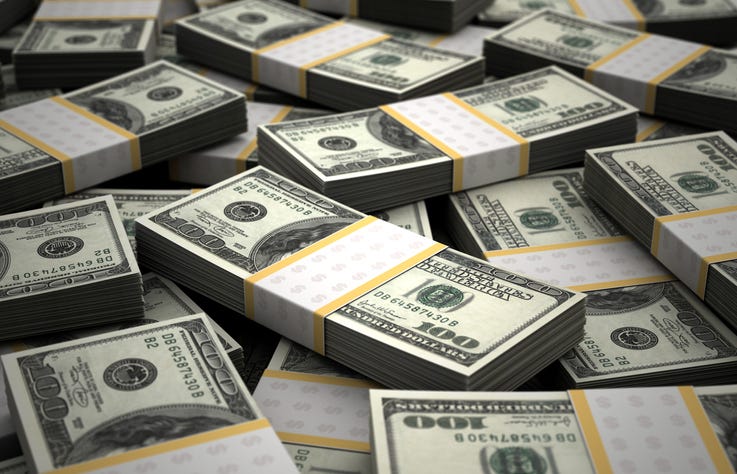 millions of dollars in cash