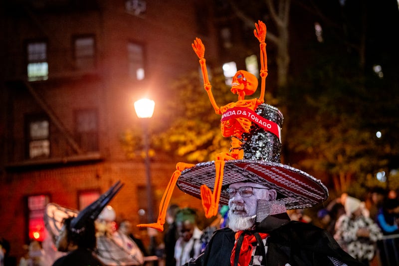 A parade participant is seen in costume during the Village Halloween Parade in Manhattan on October 31, 2023