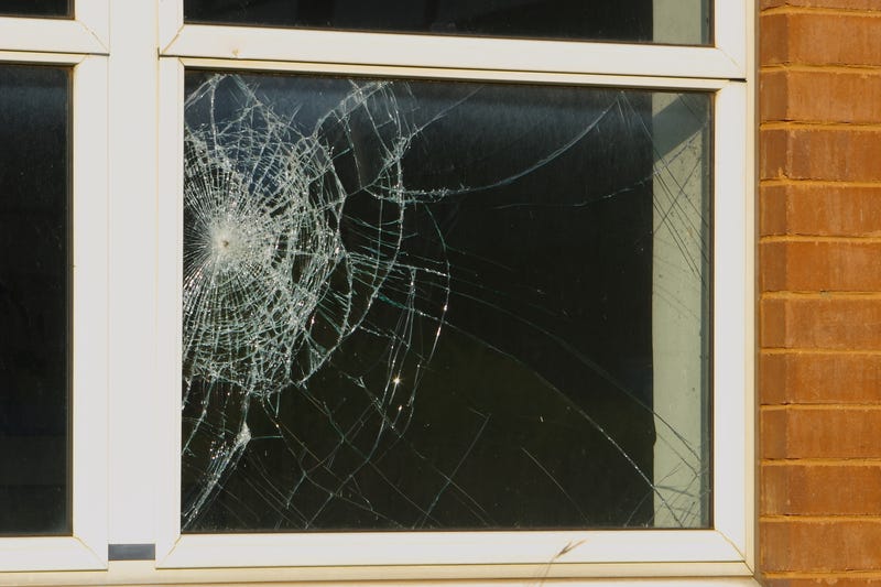 Close up of a broken window