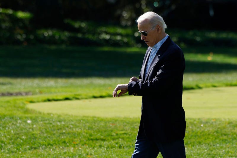 U.S. President Joe Biden walks across the South Lawn before boarding Marine One and departing the White House on November 01, 2023 in Washington, DC. Biden is traveling to Minnesota. 