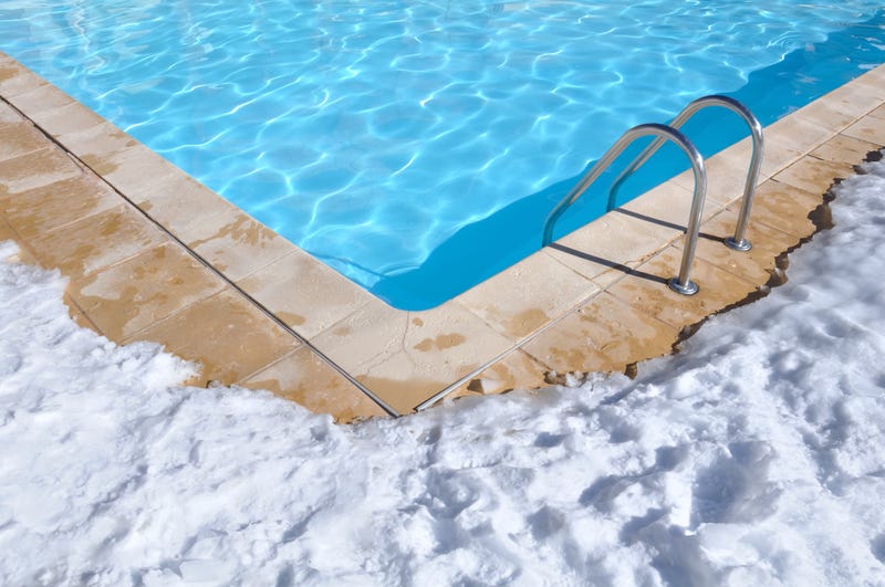 Snow near pool