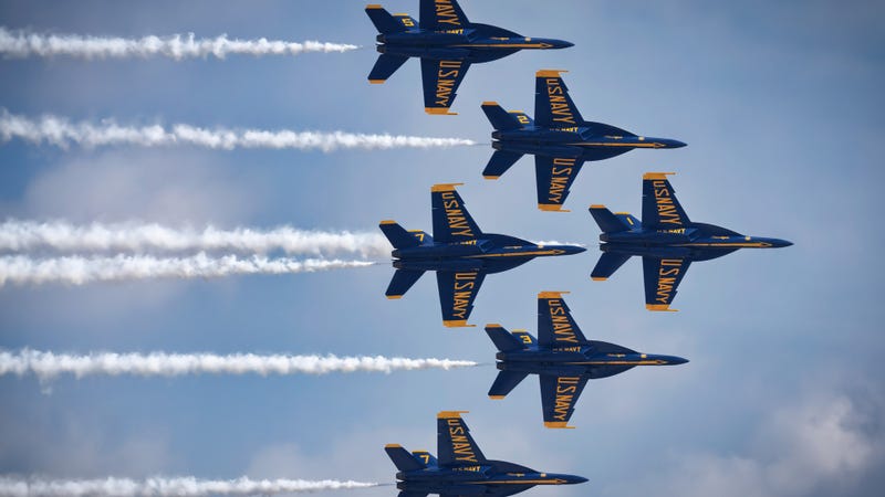 The US Navy Blue Angels flying - stock photo