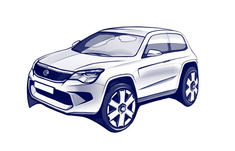 Modern Car SUV Conept Modern Sketch Drawing Isolated on White