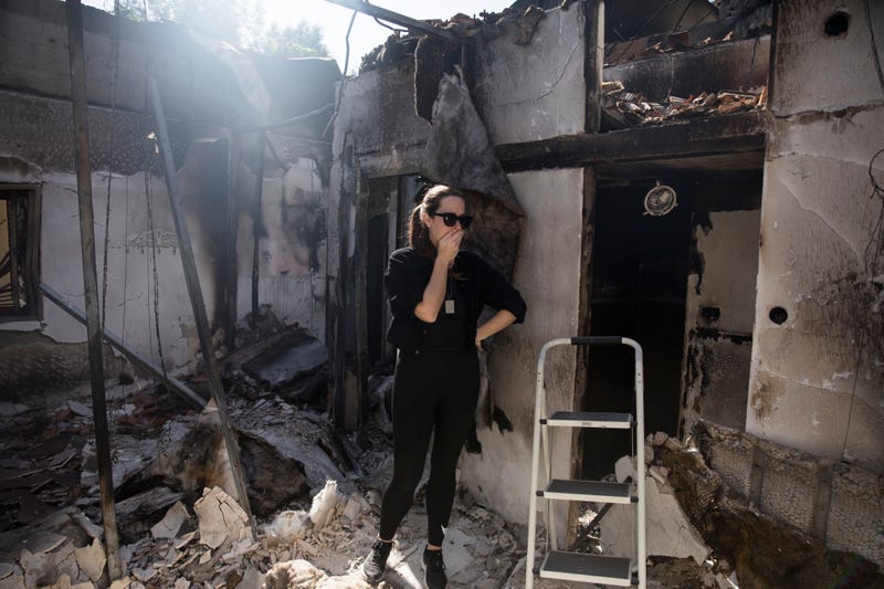Inbar Goldstein reacts as she visits her parents' house for the first time after it was burnt in Hamas' Oct. 7 terror attack on the kibbutz, Inbar lost her brother Nadav, her niece, Yam, and her nephews, Almog, Yam and Tal are kidnapped into the Gaza Strip.