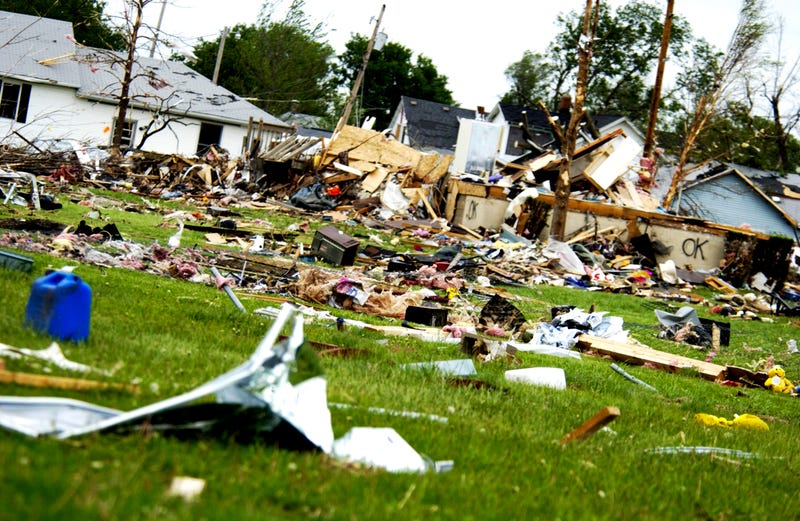 storm damage in a residential neighborhood