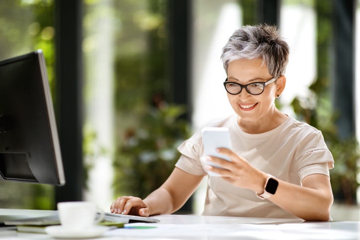 Older person working. 