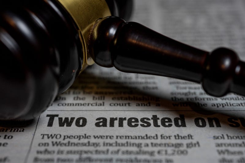 Gavel on Newspaper headline. Criminal law concept